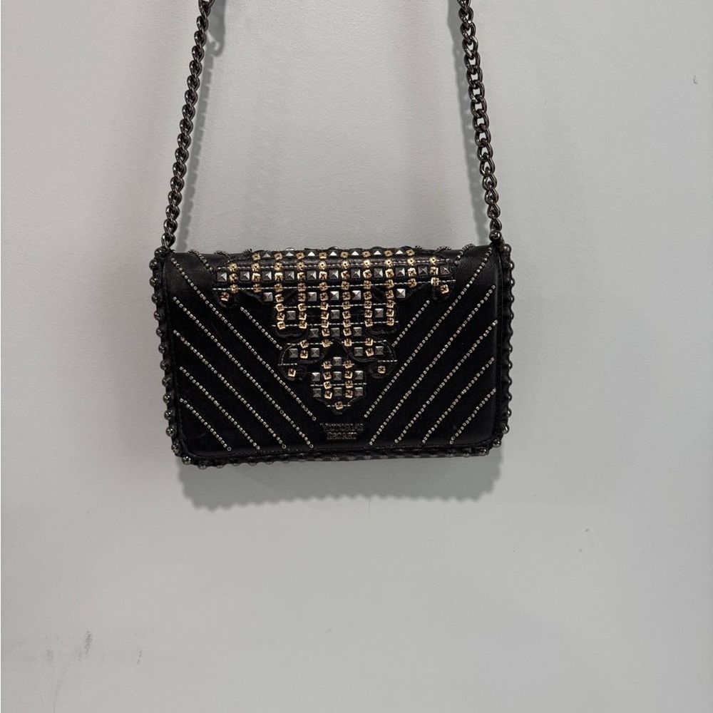 Victoria's Secret Black and Gold Studded Crossbody Bag